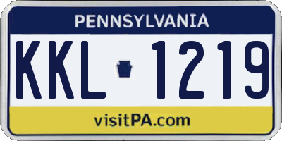 PA license plate KKL1219