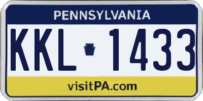 PA license plate KKL1433