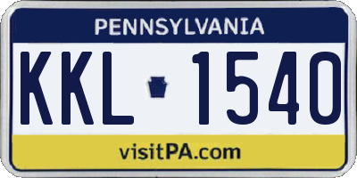 PA license plate KKL1540