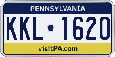 PA license plate KKL1620