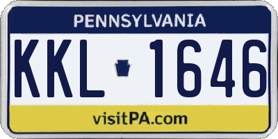 PA license plate KKL1646