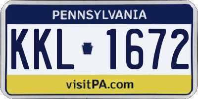 PA license plate KKL1672