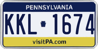 PA license plate KKL1674