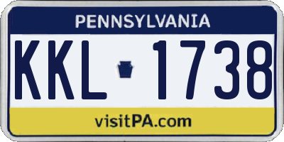 PA license plate KKL1738