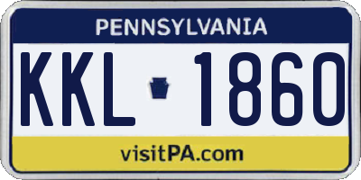 PA license plate KKL1860