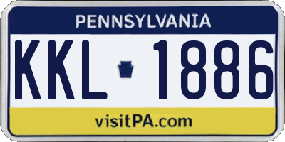 PA license plate KKL1886