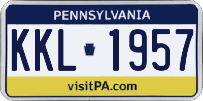 PA license plate KKL1957