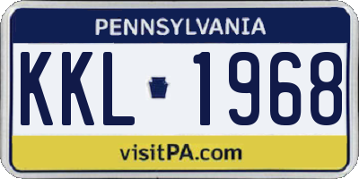 PA license plate KKL1968