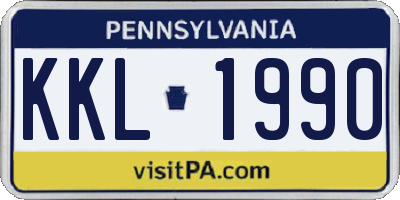 PA license plate KKL1990