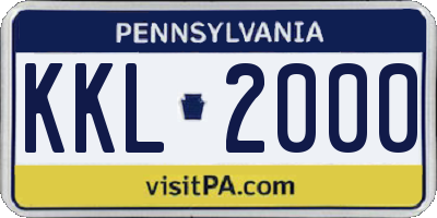 PA license plate KKL2000