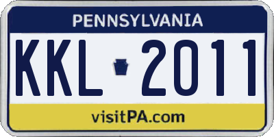 PA license plate KKL2011