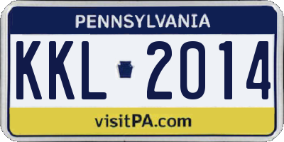 PA license plate KKL2014