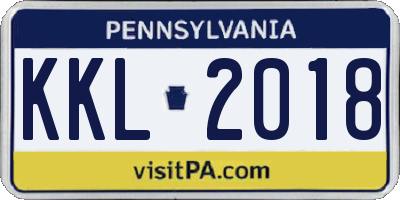 PA license plate KKL2018