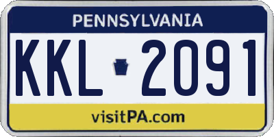 PA license plate KKL2091