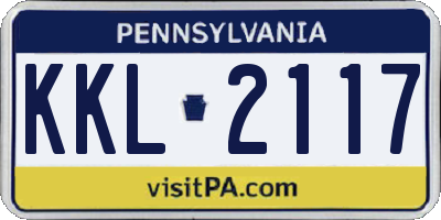 PA license plate KKL2117