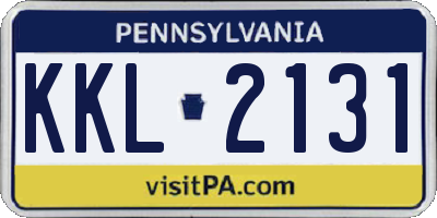 PA license plate KKL2131