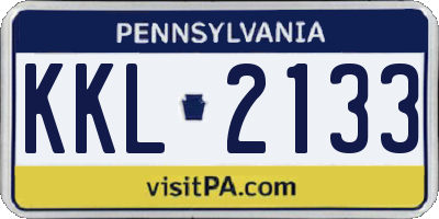 PA license plate KKL2133