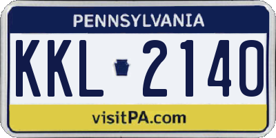 PA license plate KKL2140