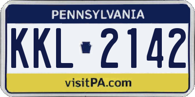PA license plate KKL2142
