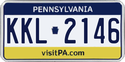 PA license plate KKL2146