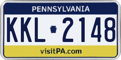 PA license plate KKL2148