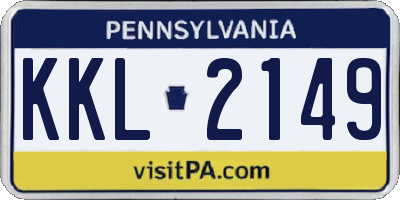 PA license plate KKL2149