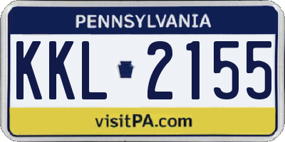 PA license plate KKL2155