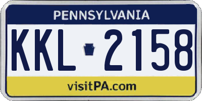 PA license plate KKL2158