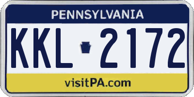 PA license plate KKL2172