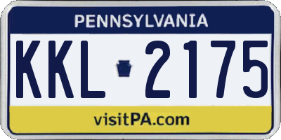 PA license plate KKL2175