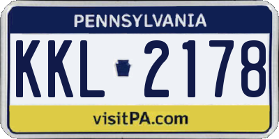 PA license plate KKL2178
