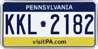 PA license plate KKL2182