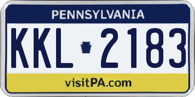 PA license plate KKL2183