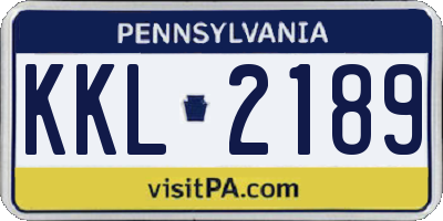 PA license plate KKL2189