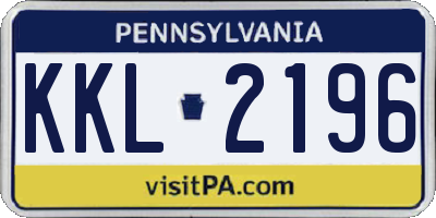 PA license plate KKL2196