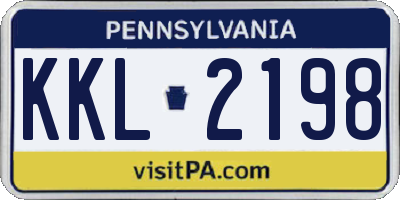 PA license plate KKL2198