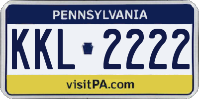 PA license plate KKL2222