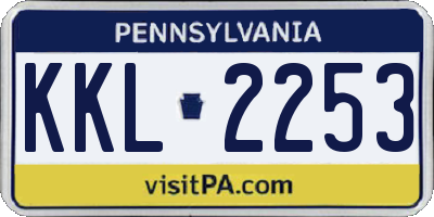 PA license plate KKL2253