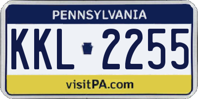 PA license plate KKL2255