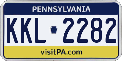 PA license plate KKL2282