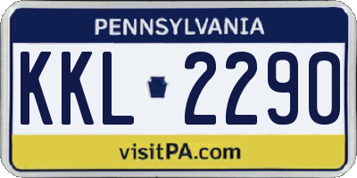 PA license plate KKL2290