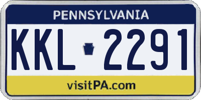 PA license plate KKL2291
