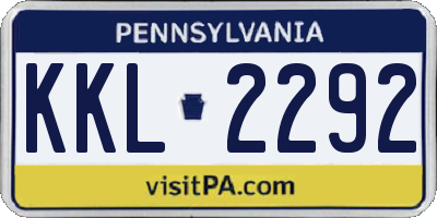 PA license plate KKL2292