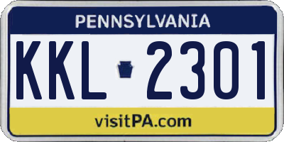 PA license plate KKL2301