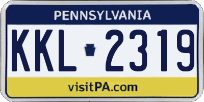 PA license plate KKL2319