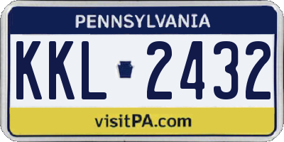 PA license plate KKL2432