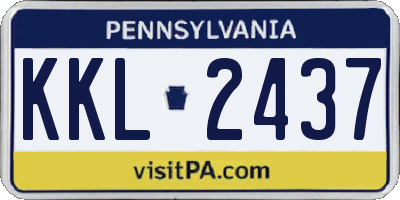 PA license plate KKL2437