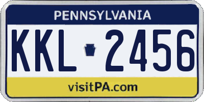 PA license plate KKL2456