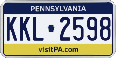 PA license plate KKL2598