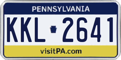 PA license plate KKL2641